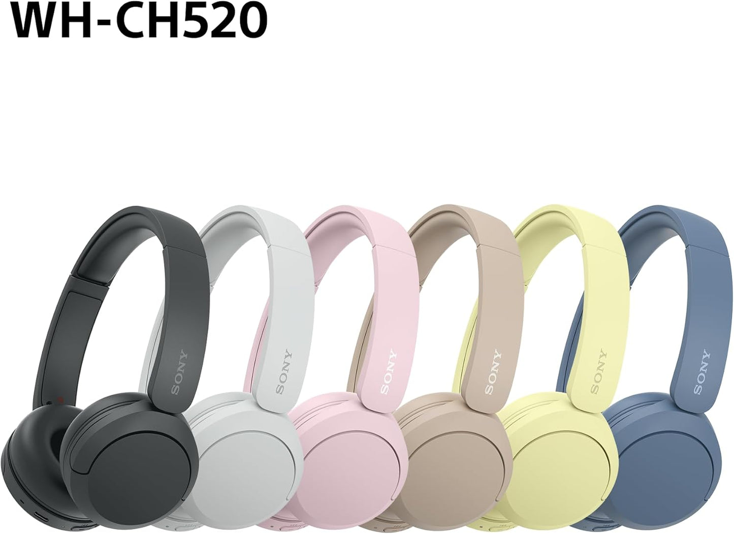 Sony WH-CH520 Wireless Bluetooth On-Ear Headphones, Lightweight Design, Up to 50hr Battery Life, Quick Charge, EQ, Clear Call Quality, iOS & Android