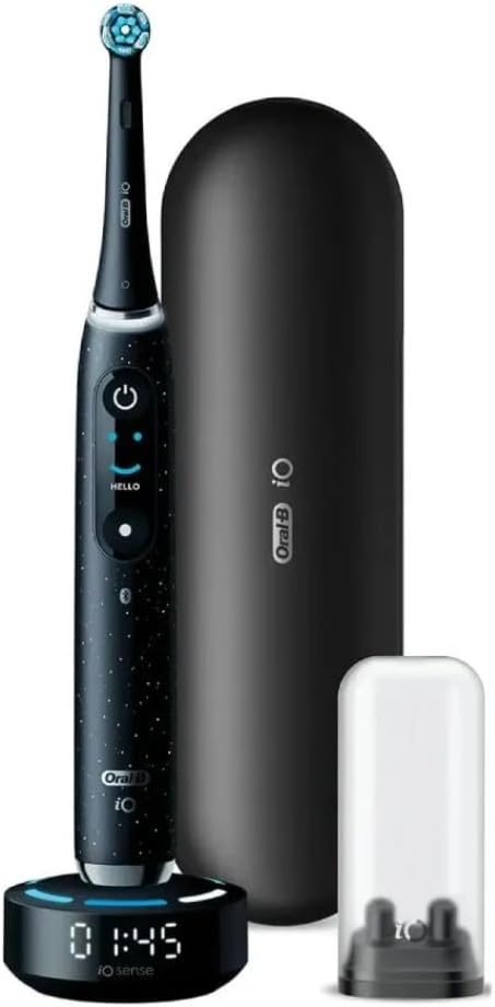 Oral-B iO Series 10 Electric Toothbrush, 7 Cleaning Modes for Dental Care, iOSense, Colour Display, Charging Travel Case, Designed by Braun, Cosmic Black