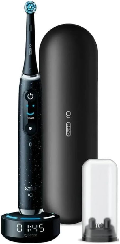 Oral-B iO Series 10 Electric Toothbrush, 7 Cleaning Modes for Dental Care, iOSense, Colour Display, Charging Travel Case, Designed by Braun, Cosmic Black