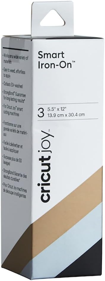 Cricut Joy Smart Iron On | Classics | 30.5 cm (12 ft) | 3 x Heat Transfer Vinyl Sheets (HTV) | for use with Cricut Joy