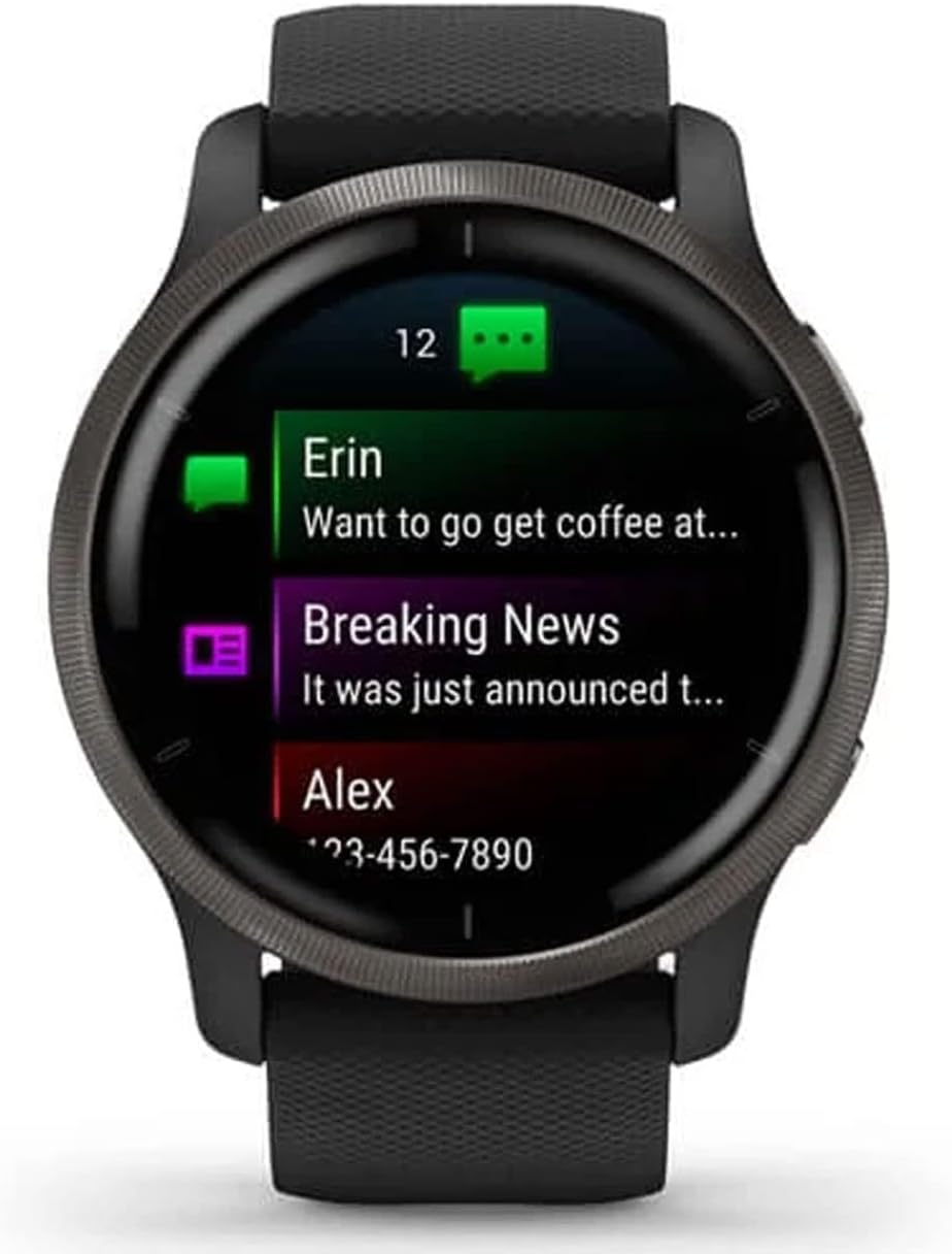 Garmin Venu 2 GPS 43mm Smartwatch, AMOLED Touchscreen, All-day Advanced Health & Fitness Features, Music Storage, Wellness Smartwatch with up to 11 days battery life,