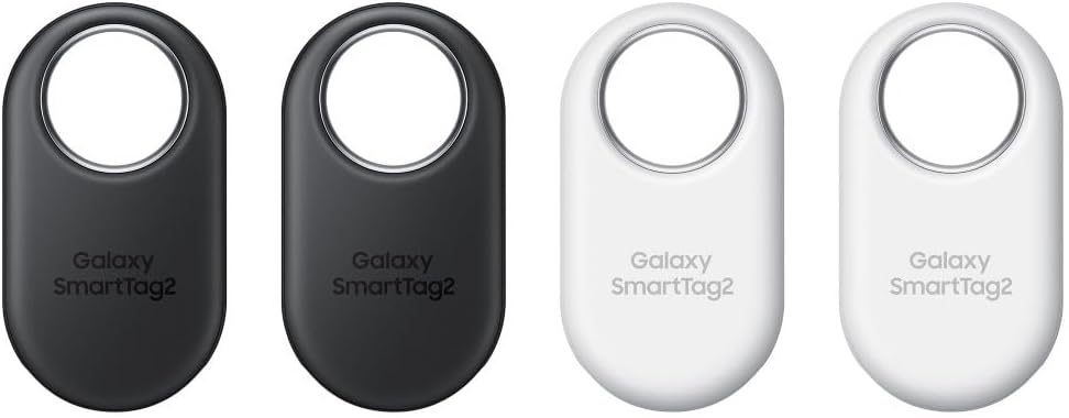 Samsung Galaxy SmartTag2 Bluetooth Tracker (4 Pack), Compass View AR, Find Lost Mode, 2 Black/2 White