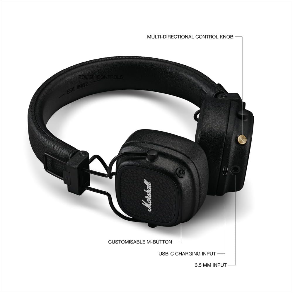 Marshall Bluetooth Wireless Headphones, 100 Hours playtime
