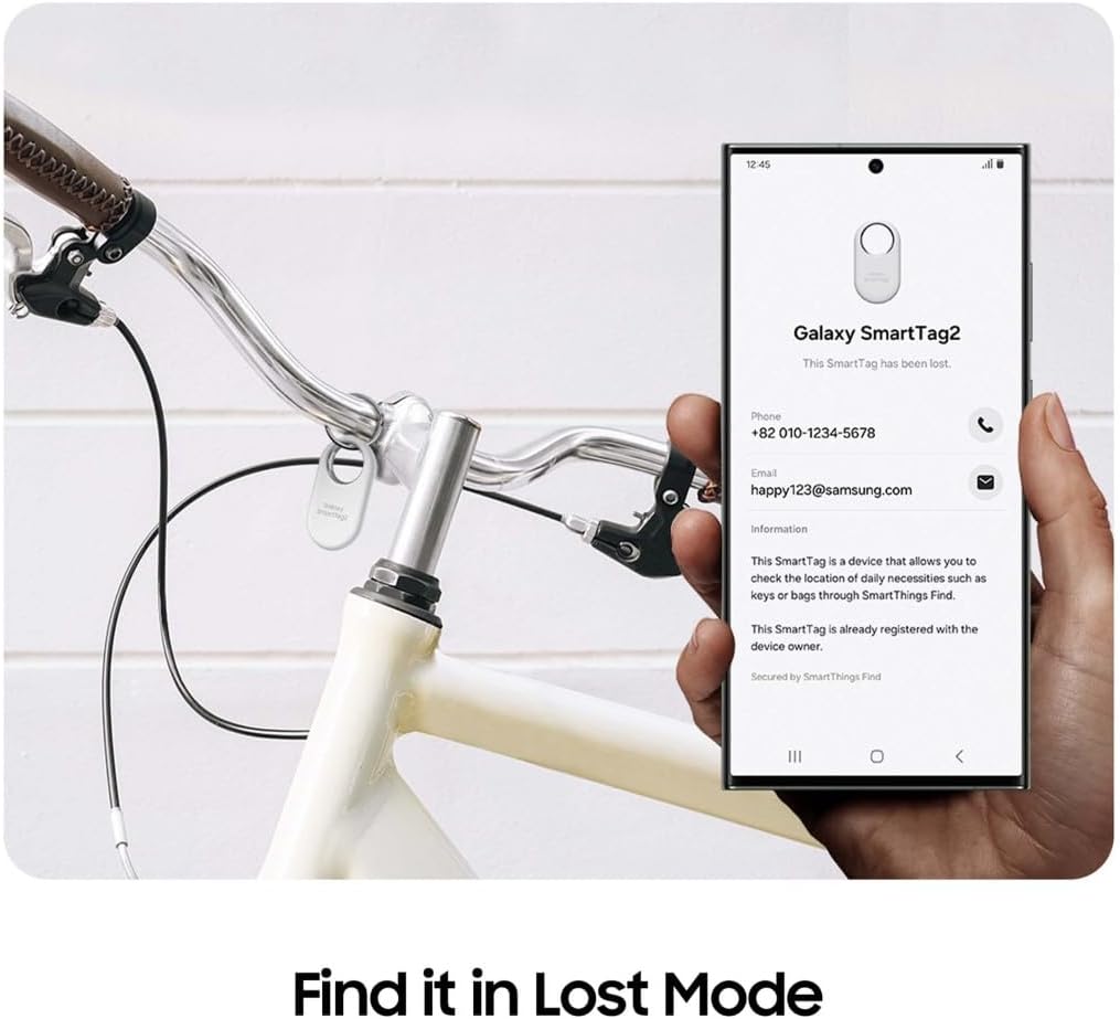 Samsung Galaxy SmartTag2 Bluetooth Tracker (4 Pack), Compass View AR, Find Lost Mode, 2 Black/2 White