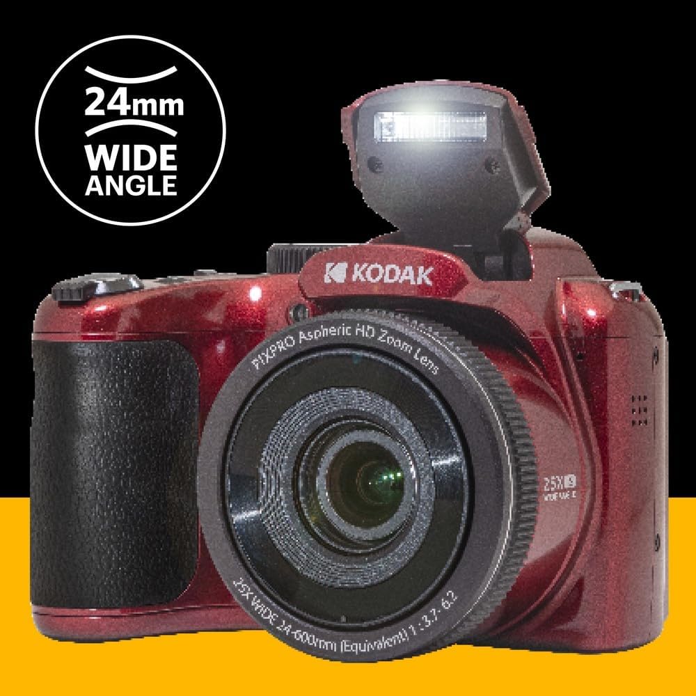 KODAK Pixpro Astro Zoom AZ255 + SD Memory Card 32 GB – 16 MP Digital Bridge Camera, 25X Zoom, 1080p HD Video, 24 mm Wide Angle, 3 LCD Screen, AA Battery –