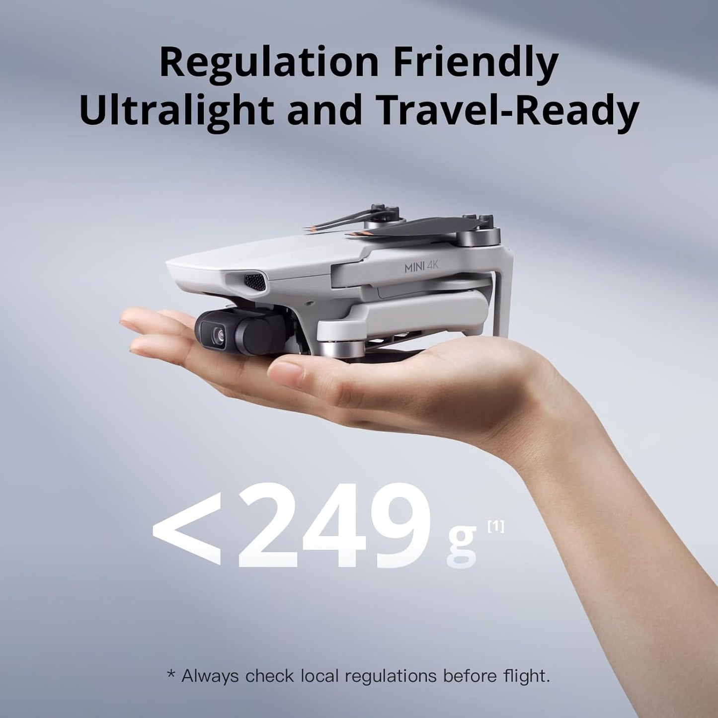 DJI Mini 4K, Drone with Camera 4K Professional, Under 249 g, 3-Axis Gimbal Stabilization, 10km Video Transmission, Auto Return, Wind Resistance, 31-Min Max Flight Time, Intelligent Flight
