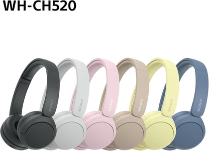 Sony WH-CH520 Wireless Bluetooth On-Ear Headphones, Sound, Lightweight Design, Up to 50hr Battery Life, Quick Charge, EQ, Clear Call Quality, iOS & Android