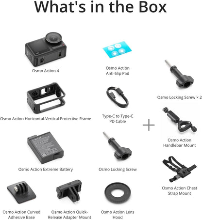 DJI Osmo Action 4 - Get Quality 4K/120fps Footage with an Immersive 155º FOV, Body Camera with a 1/1.3-Inch Sensor, HorizonSteady, with Wearable Chest Strap Mount