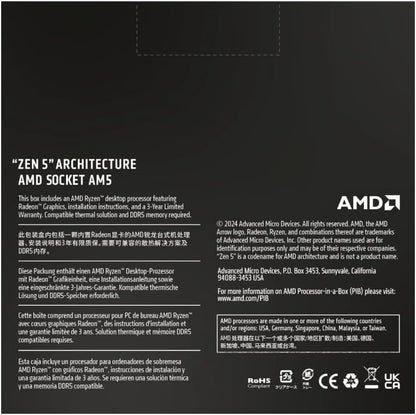 AMD Ryzensets 7 9700X Processor (8 Cores/16 Threads) 65W DTP, AM5 socket, 40MB Cache, Up to 5.5 GHz max boost frequency, no cooler
