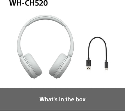 Sony WH-CH520 Wireless Bluetooth On-Ear Headphones, Lightweight Design, Up to 50hr Battery Life, Quick Charge, EQ, Clear Call Quality, iOS & Android