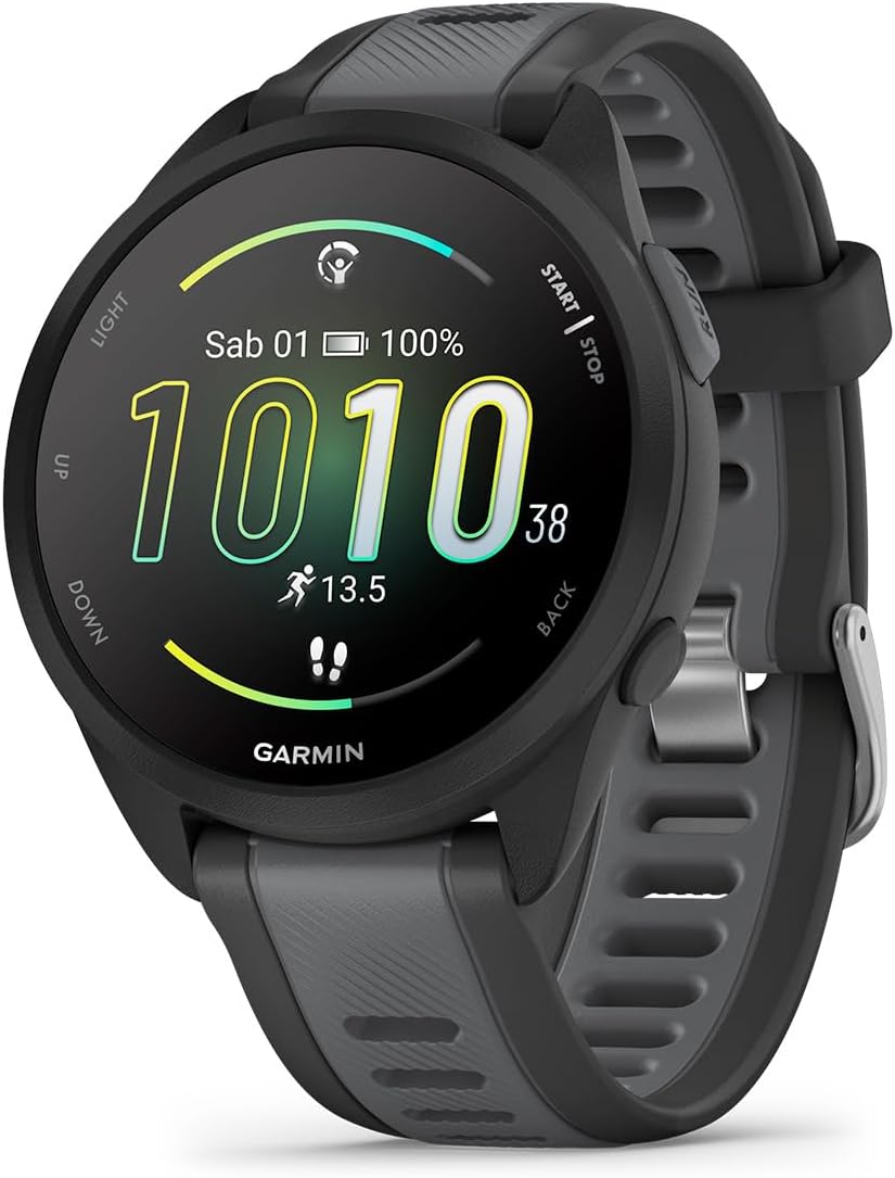 Garmin Forerunner 165 GPS 43mm Running Smartwatch, Lightweight, AMOLED Touchscreen, Advanced Training, Insights and Features, Safety & Tracking Features, up to 11 days Battery Life,