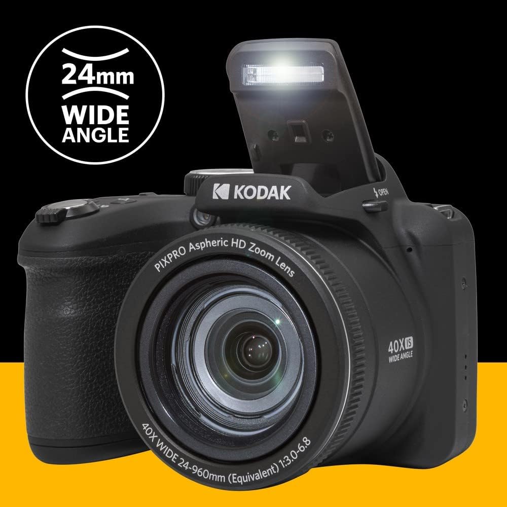 KODAK Bridge Digital Pack Pixpro Astro Zoom AZ405 + 32GB Kodak Ultra High Speed U1 SDHC Card – 20MP Camera, 40X Zoom, Wide Angle, 3" LCD Screen, Full HD 1080p Video, OIS, AA Battery –