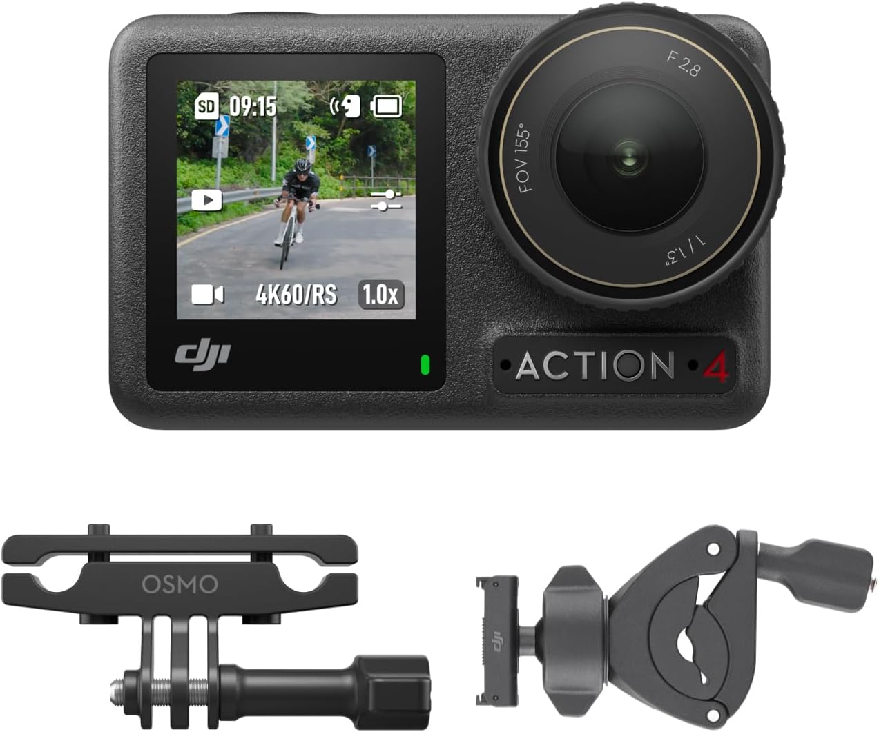 DJI Osmo Action 4 - Bike Camera with 360° Wrist Strap for Cyclists, 1/1.3-Inch Sensor, Stunning Low-Light Imaging, 4K/120fps Footage, 155º Ultra-Wide FOV and HorizonSteady