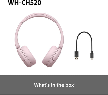 Sony WH-CH520 Wireless Bluetooth On-Ear Headphones, Sound, Lightweight Design, Up to 50hr Battery Life, Quick Charge, EQ, Clear Call Quality, iOS & Android