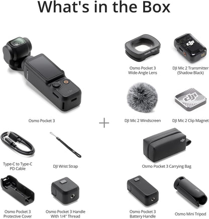 DJI , Vlogging Camera with 1'' CMOS & 4K/120fps Video, 3-Axis Stabilization, Face/Object Tracking, Fast Focusing, Mic Included for Clear Sound, Small Camera for Photography