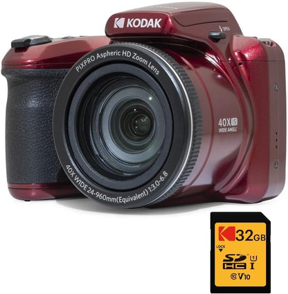 KODAK Bridge Digital Pack Pixpro Astro Zoom AZ405 + 32GB Kodak Ultra High Speed U1 SDHC Card – 20MP Camera, 40X Zoom, Wide Angle, 3" LCD Screen, Full HD 1080p Video, OIS, AA Battery –