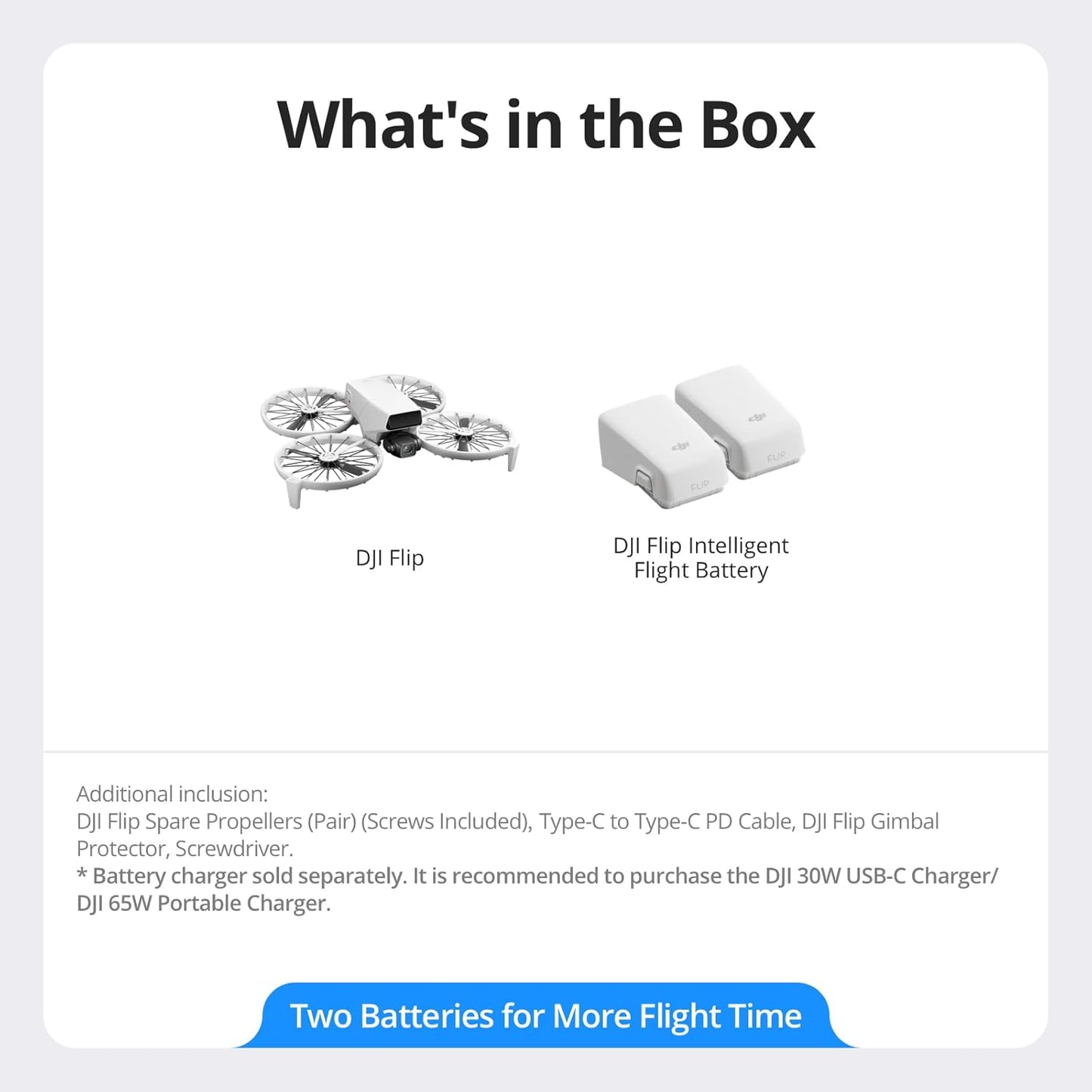 DJI Flip Two Battery Combo Without Screen Remote Controller, Drone With 4K UHD Camera for Adults, Palm Takeoff, Auto Return, Intelligent Flight, 2 Batteries