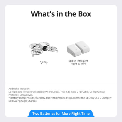 DJI Flip Two Battery Combo Without Screen Remote Controller, Drone With 4K UHD Camera for Adults, Palm Takeoff, Auto Return, Intelligent Flight, 2 Batteries