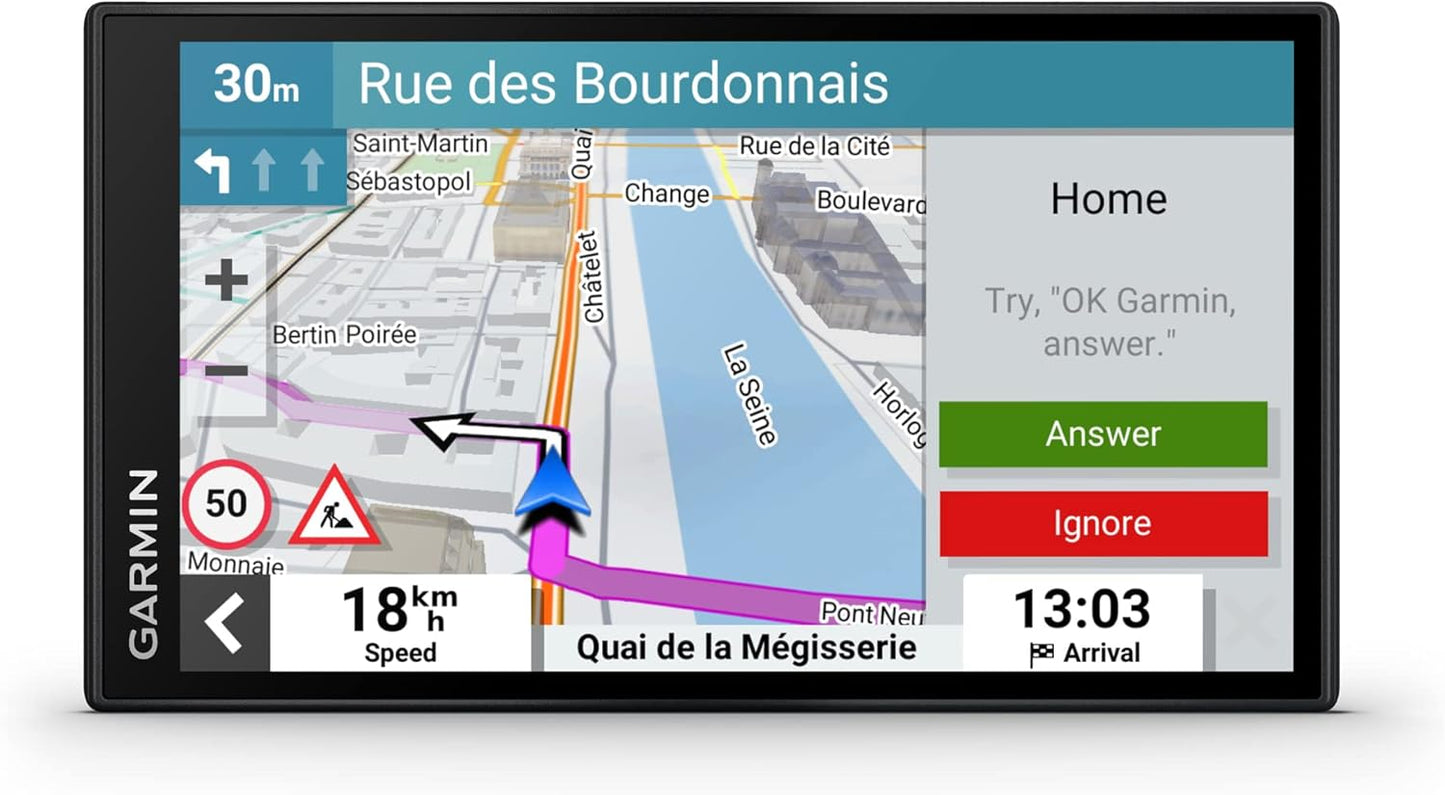 Garmin DriveSmart 66 ,GPS Sat Nav, 6" Display, Map Updates for UK, Ire and Full Europe, Live Traffic via app,Bluetooth Hands-free Calling,Voice Commands/Smart Features,