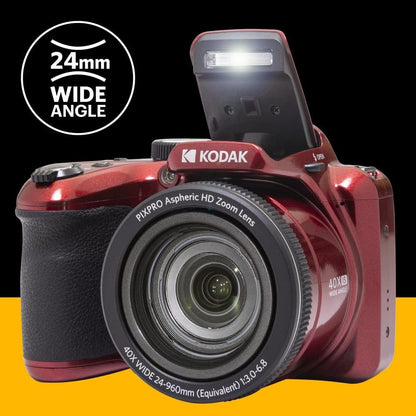 KODAK Pixpro Astro Zoom AZ405 - Digital Bridge , 40x Zoom, 24mm Wide-Angle Lens, 20 Megapixels, 3-inch LCD, Full HD 1080p Video, Optical Image Stabilization (OIS), AA Battery