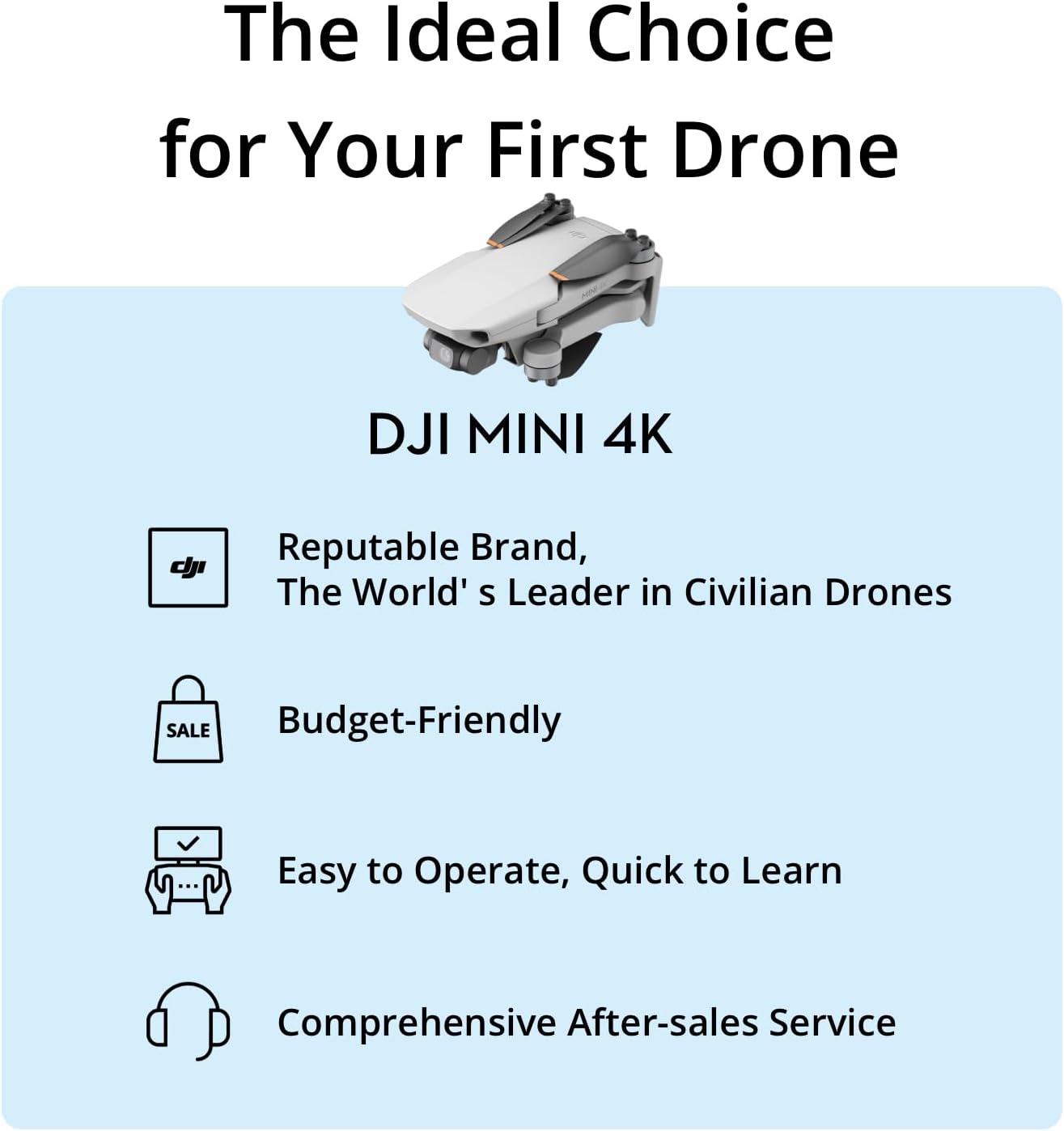 DJI Mini 4K Camera Drone Combo, Drone with 4K UHD Camera for Adults, Under 249 g, 3-Axis Gimbal Stabilization, 10km Video Transmission, Auto Return, 2 Batteries for 62-Min Max Flight Time, QuickShots