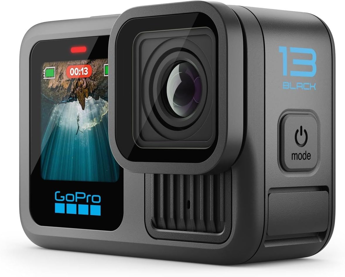 GoPro HERO13 Black Extended Power Bundle - Includes Dual Battery Charger, 3 Enduro Batteries, 64GB microSD Card, Curved Adhesive Mount, and Camera Case