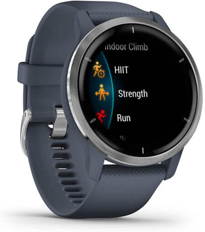 Garmin Venu 2 GPS 43mm Smartwatch, AMOLED Touchscreen, All-day Advanced Health & Fitness Features, Music Storage, Wellness Smartwatch with up to 11 days battery life, Granite Blue