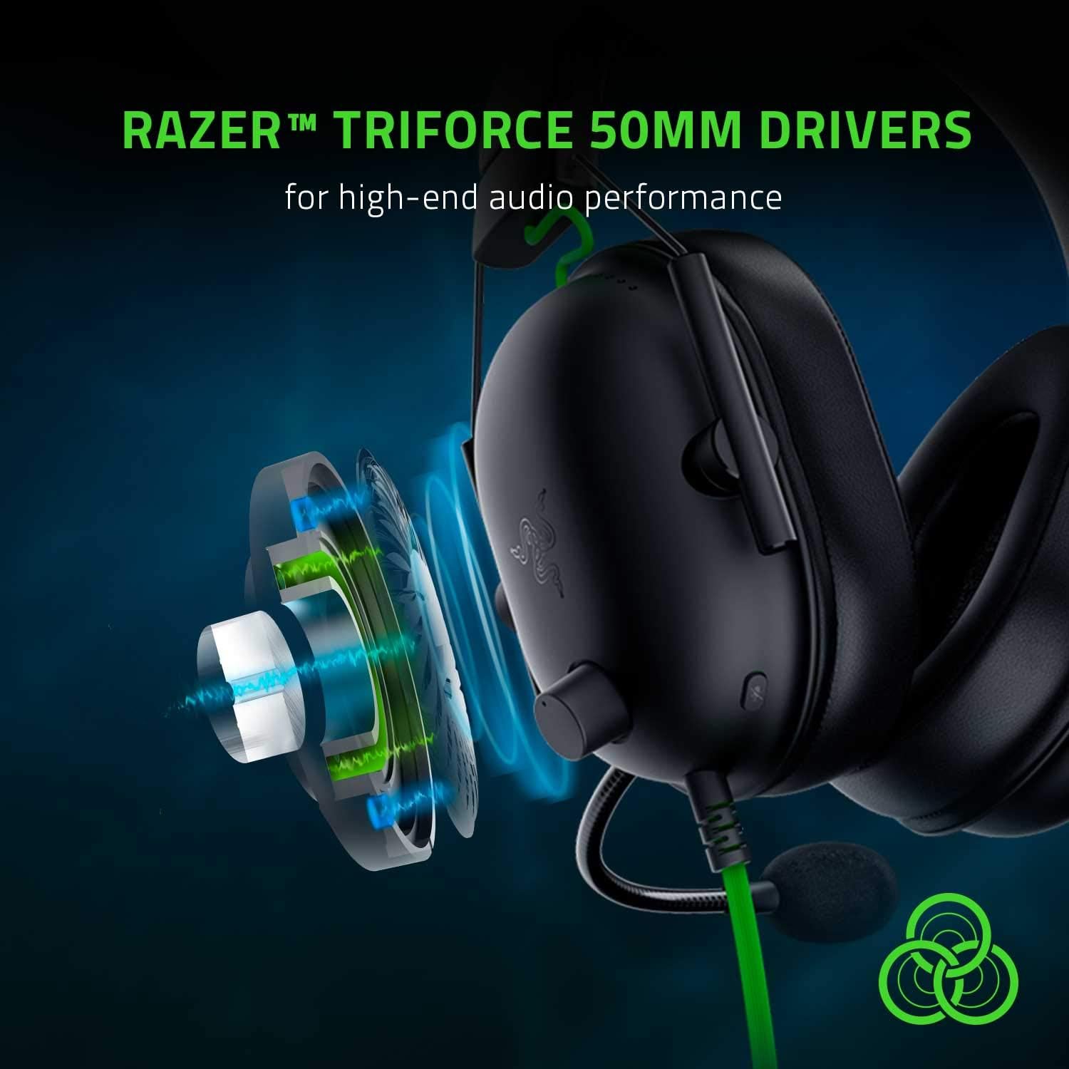 Razer Shark V2 X - Multi-Platform Wired Esports Headset (Triforce 50 mm Drivers, Advanced Passive Noise Cancellation, 7.1 Surround Sound, Hyperclear Cardioid Mic)
