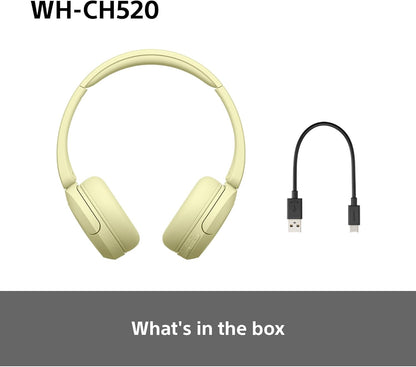 Sony WH-CH520 Wireless Bluetooth On-Ear Headphones, Sound, Lightweight Design, Up to 50hr Battery Life, Quick Charge, EQ, Clear Call Quality, iOS & Android
