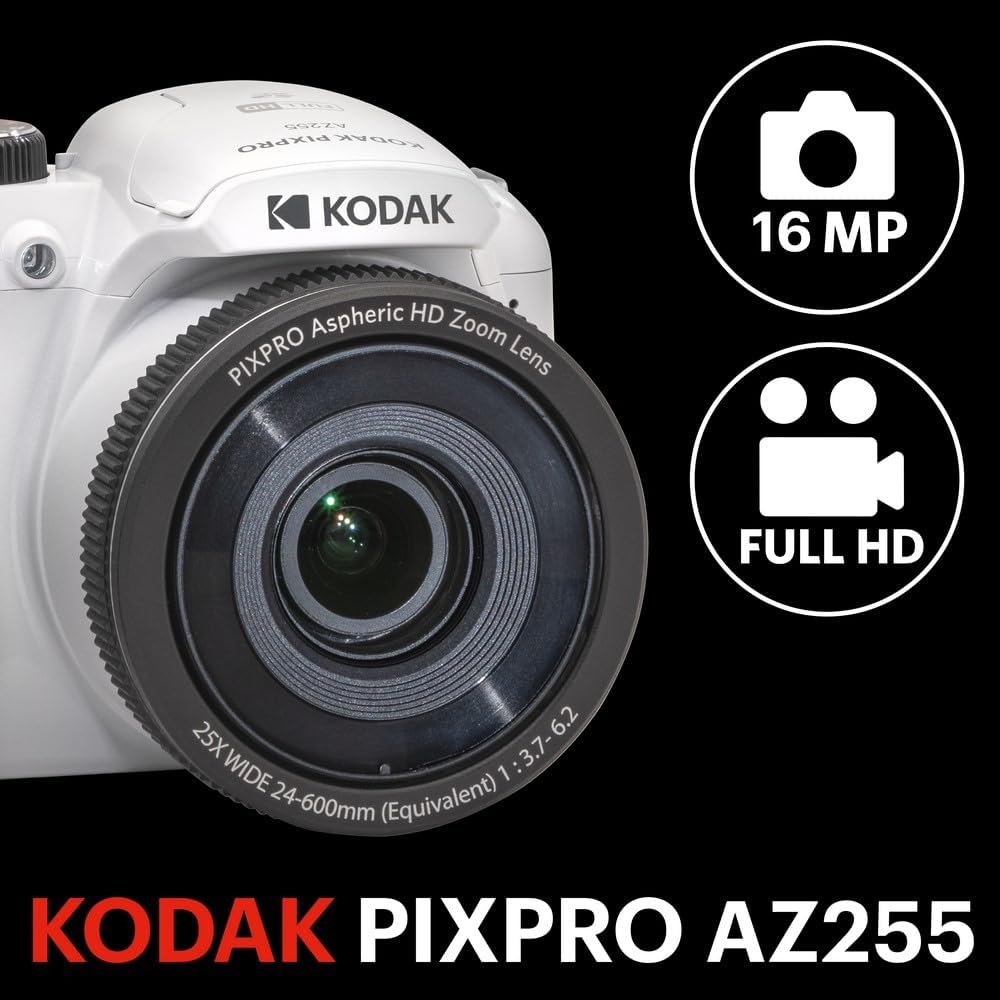 KODAK Pixpro Astro Zoom AZ255 - 16 MP Digital Bridge , 25X Optical Zoom, 1080p HD Video, 24mm Wide Angle, Optical Image Stabilizer, 3-Inch LCD Screen, AA Battery