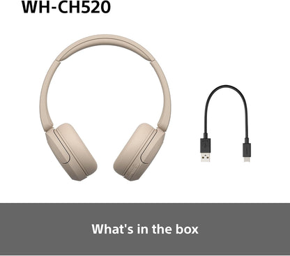 Sony WH-CH520 Wireless Bluetooth On-Ear Headphones, Lightweight Design, Up to 50hr Battery Life, Quick Charge, EQ, Clear Call Quality, iOS & Android
