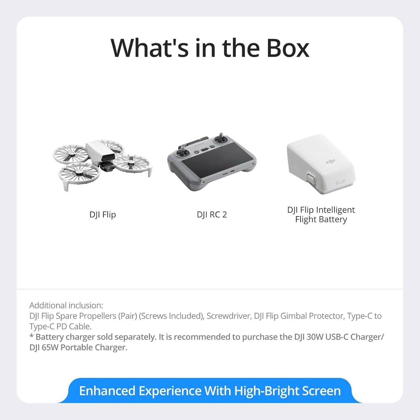 DJI Flip With RC 2 Screen Remote Controller, Follow Me Drone With 4K UHD Camera for Adults, Under 249 g, 3-Axis Gimbal Stabilization, 13km Video Transmission, Palm Takeoff, 31-Min Flight Time