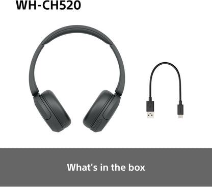Sony WH-CH520 Wireless Bluetooth On-Ear Headphones, Lightweight Design, Up to 50hr Battery Life, Quick Charge, EQ, Clear Call Quality, iOS & Android