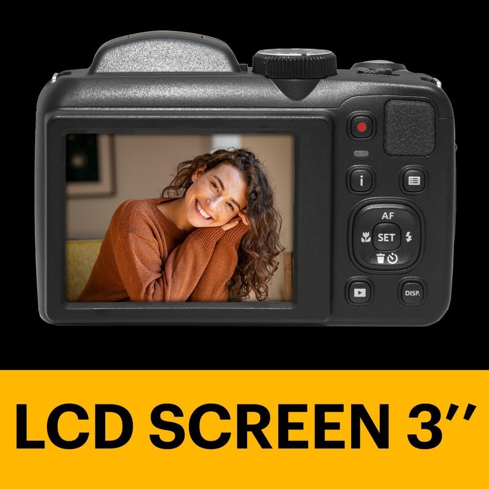 KODAK Pixpro Astro Zoom AZ255 + SD Memory Card 32 GB – 16 MP Digital Bridge Camera, 25X Zoom, 1080p HD Video, 24 mm Wide Angle, 3 LCD Screen, AA Battery –