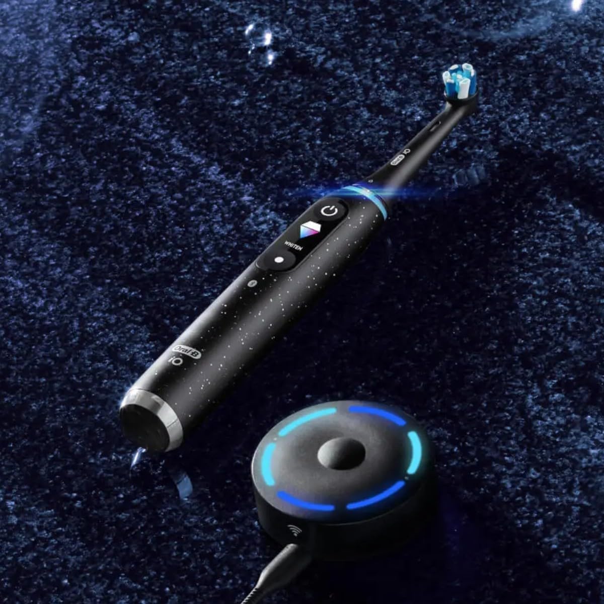 Oral-B iO Series 10 Electric Toothbrush, 7 Cleaning Modes for Dental Care, iOSense, Colour Display, Charging Travel Case, Designed by Braun, Cosmic Black