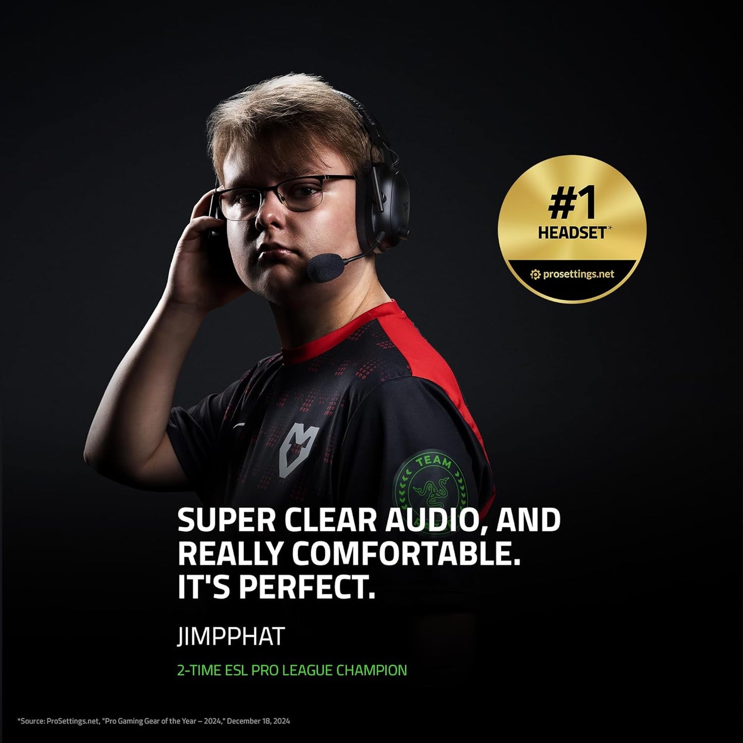Razer BlackShark V2 Pro (2023) for PC - Premium Wireless E-Sports Headset (HyperClear Super Wideband Mic, TriForce Titanium 50 mm Driver, Bluetooth, Up to 70hrs Battery)