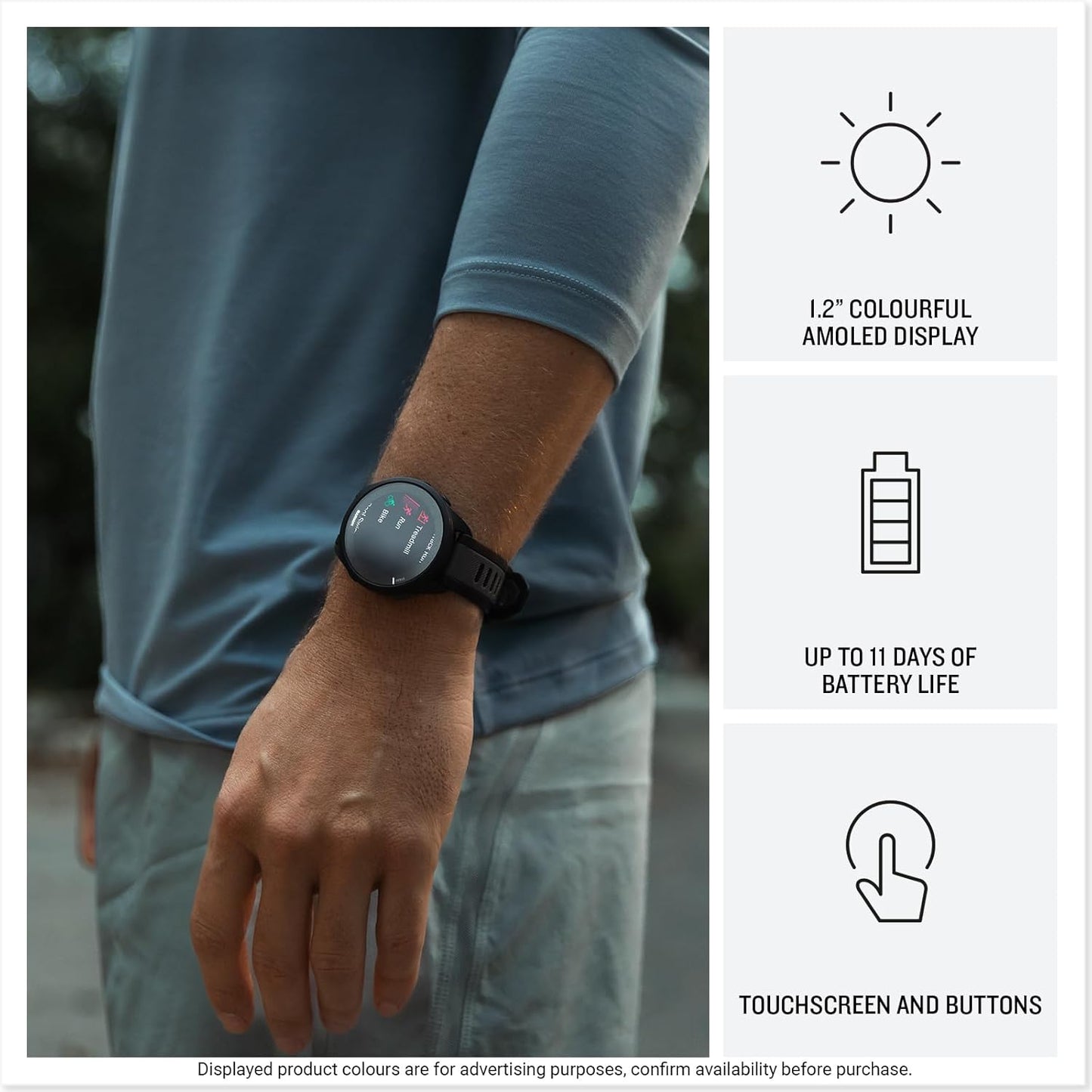 Garmin Forerunner 165 GPS 43mm Running Smartwatch, Lightweight, AMOLED Touchscreen, Advanced Training, Insights and Features, Safety & Tracking Features, up to 11 days Battery Life, White