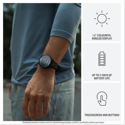 Garmin Forerunner 165 GPS 43mm Running Smartwatch, Lightweight, AMOLED Touchscreen, Advanced Training, Insights and Features, Safety & Tracking Features, up to 11 days Battery Life, White