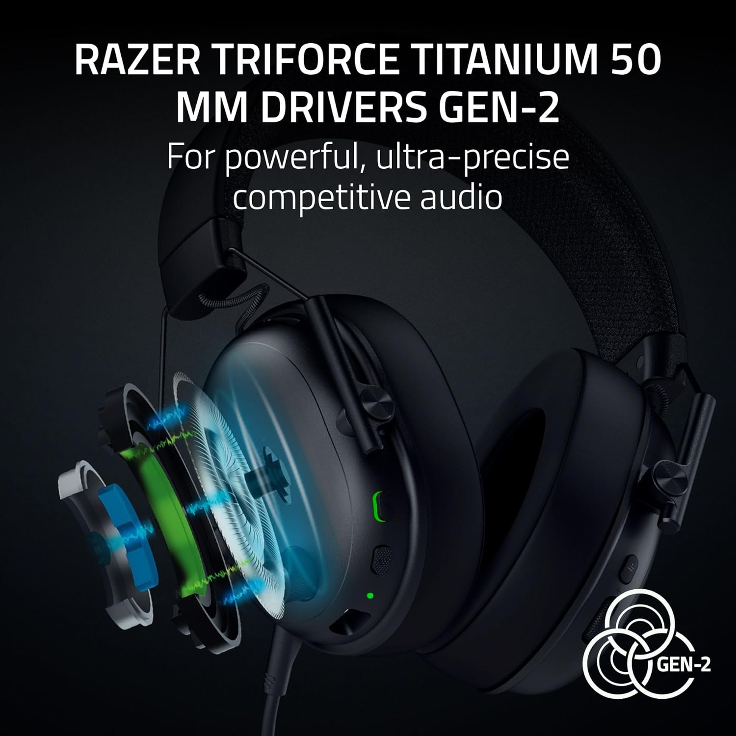 Razer Shark V3 - Wireless e-sports Headset - TriForce 50mm Drivers - Detachable broadband Microphone - THX Spatial Audio - Wireless 2,4 GHz & Bluetooth - FPS profiles - PC/Mac |