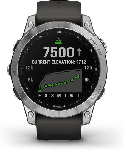 Garmin f?nix 7 Multisport GPS Watch, Silver with Graphite Band