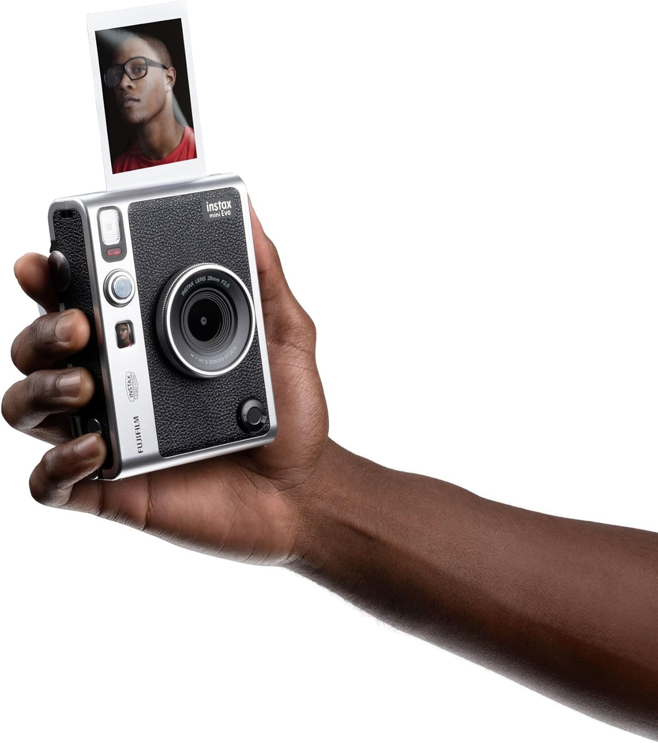 Instax mini EVO 2-in-1 photo camera and printer with a 2.7 inch LCD screen, 10 Lens and 10 film effects, mini film format, . Make and create stunning instant photos