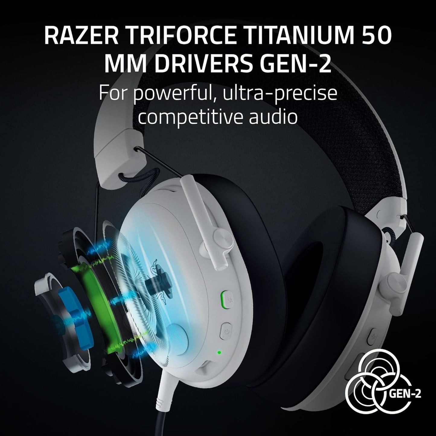 Razer - Wireless e-sports Headset - TriForce 50mm Drivers - Detachable broadband Microphone - THX Spatial Audio - Wireless 2,4 GHz & Bluetooth - FPS profiles - PC/Mac |