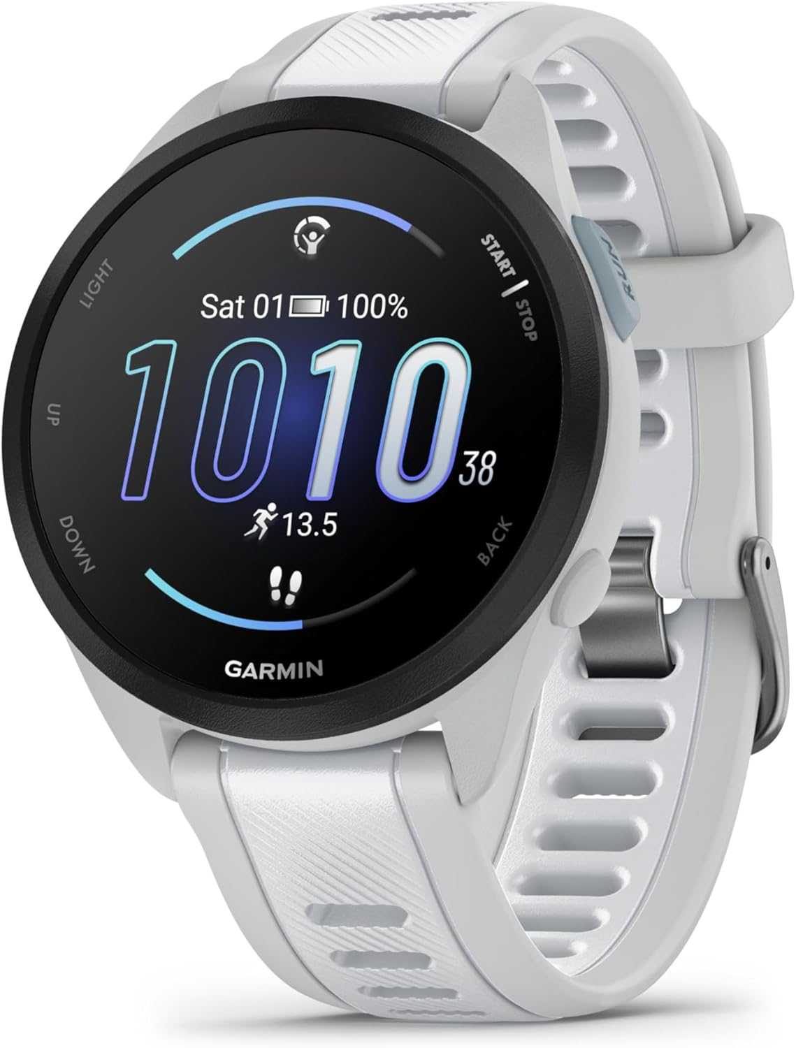 Garmin Forerunner 165 GPS 43mm Running Smartwatch, Lightweight, AMOLED Touchscreen, Advanced Training, Insights and Features, Safety & Tracking Features, up to 11 days Battery Life, White
