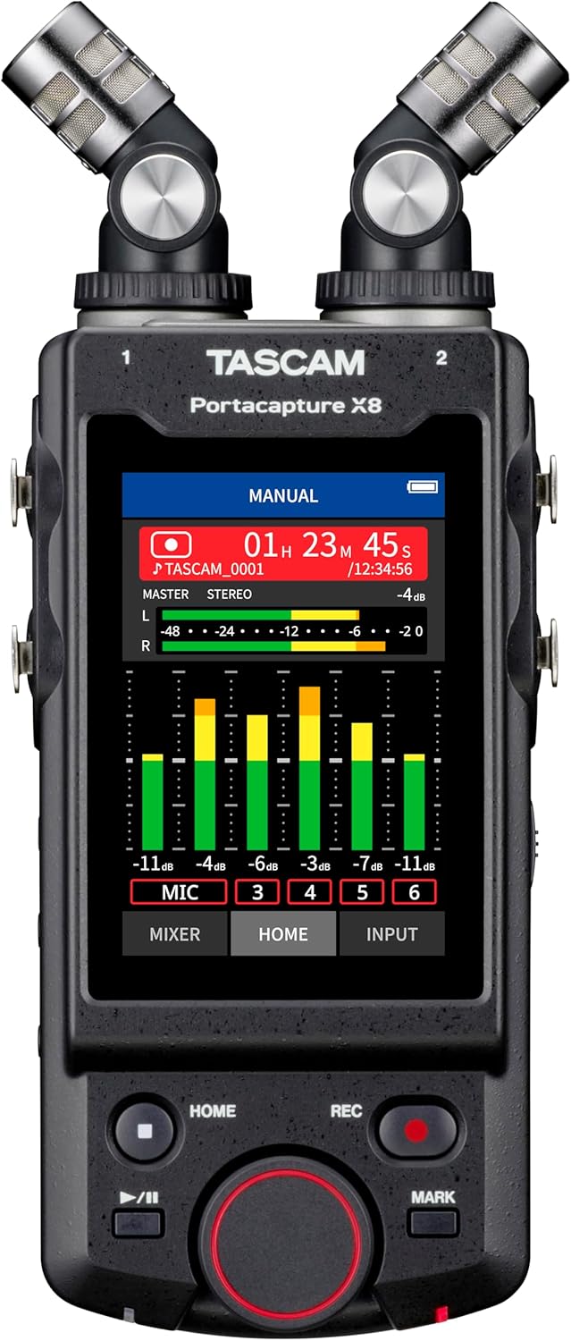 TASCAM Portacapture X8 - Portable 6+2-Track High-Resolution 32-bit float/192-kHz Recorder, usb2.0 & AK-BT1 - Bluetooth Adapter for TASCAM Products