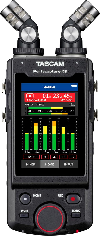 TASCAM Portacapture X8 - Portable 6+2-Track High-Resolution 32-bit float/192-kHz Recorder, usb2.0 & AK-BT1 - Bluetooth Adapter for TASCAM Products
