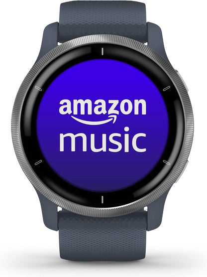 Garmin Venu 2 GPS 43mm Smartwatch, AMOLED Touchscreen, All-day Advanced Health & Fitness Features, Music Storage, Wellness Smartwatch with up to 11 days battery life, Granite Blue