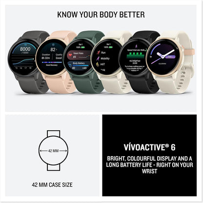Garmin vívoactive 6 GPS 42mm Amazon Exclusive Smartwatch, AMOLED Touchscreen, All-day Health Monitoring,Fitness Features,Advanced Sleep Coaching,Music, up to 11 days battery life, /Slate