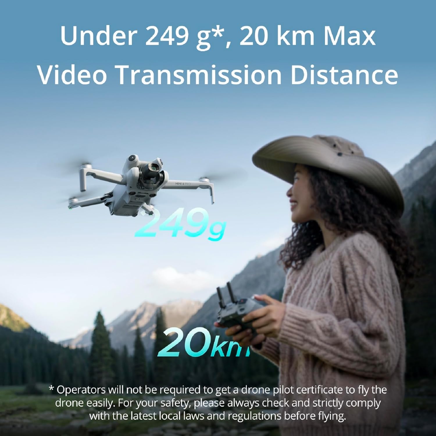 , Folding Mini-Drone with 4K HDR Video Camera for Adults, Under 0.549 lbs/249 g, 34 Mins Flight Time, 20 km Max Video Transmission Distance, Omnidirectional Vision Sensing