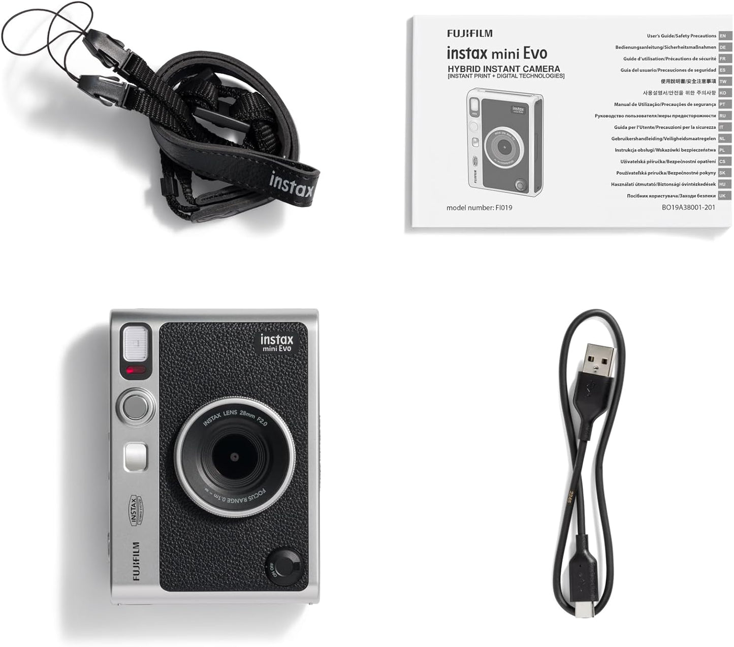 Instax mini EVO 2-in-1 photo camera and printer with a 2.7 inch LCD screen, 10 Lens and 10 film effects, mini film format, . Make and create stunning instant photos