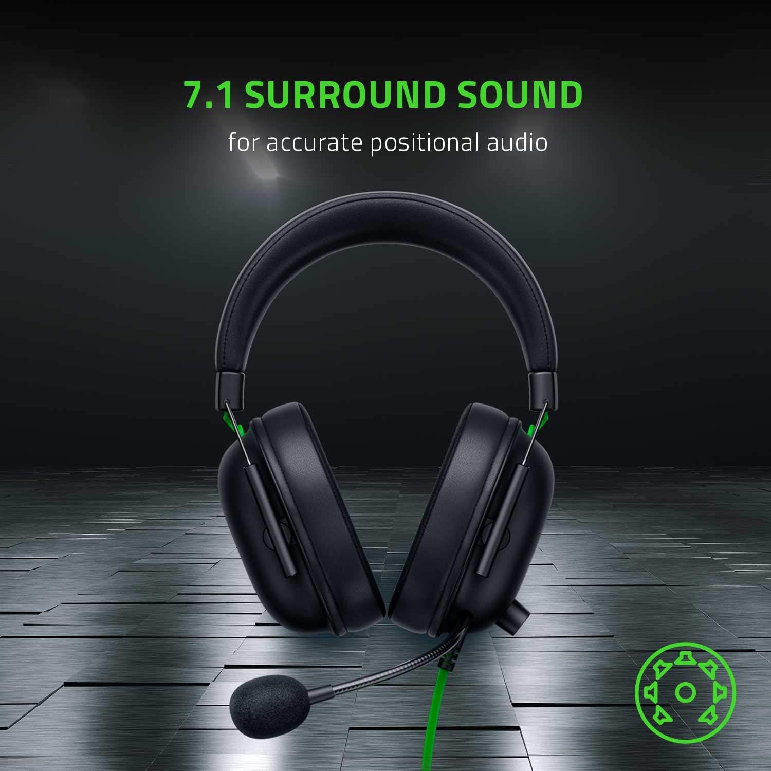 Razer Shark V2 X - Multi-Platform Wired Esports Headset (Triforce 50 mm Drivers, Advanced Passive Noise Cancellation, 7.1 Surround Sound, Hyperclear Cardioid Mic)